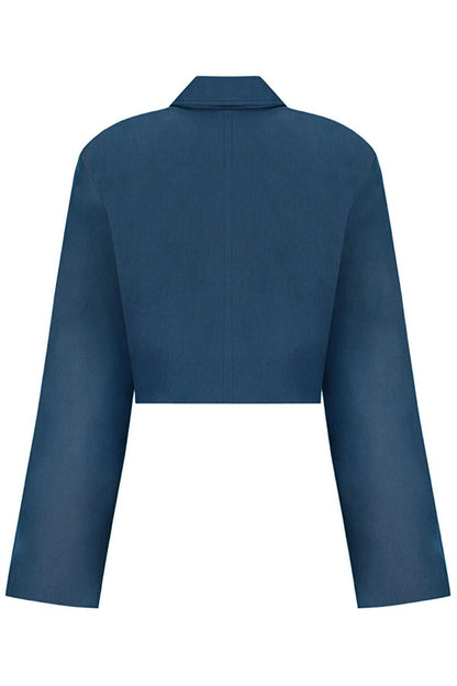 Indigo Color Cotton Crop Jacket