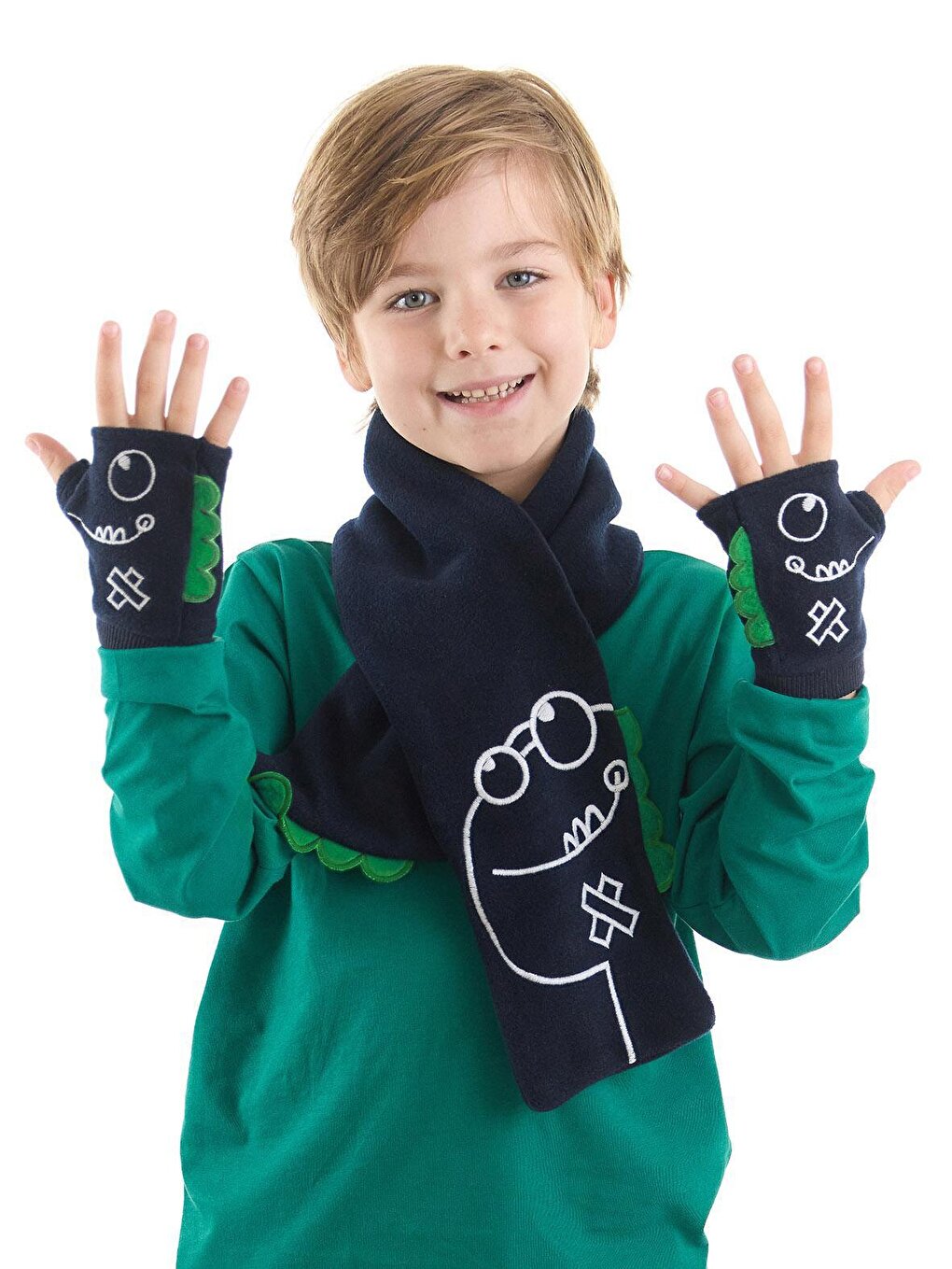 Tırtır Dino Boy's Scarf - Glove Set