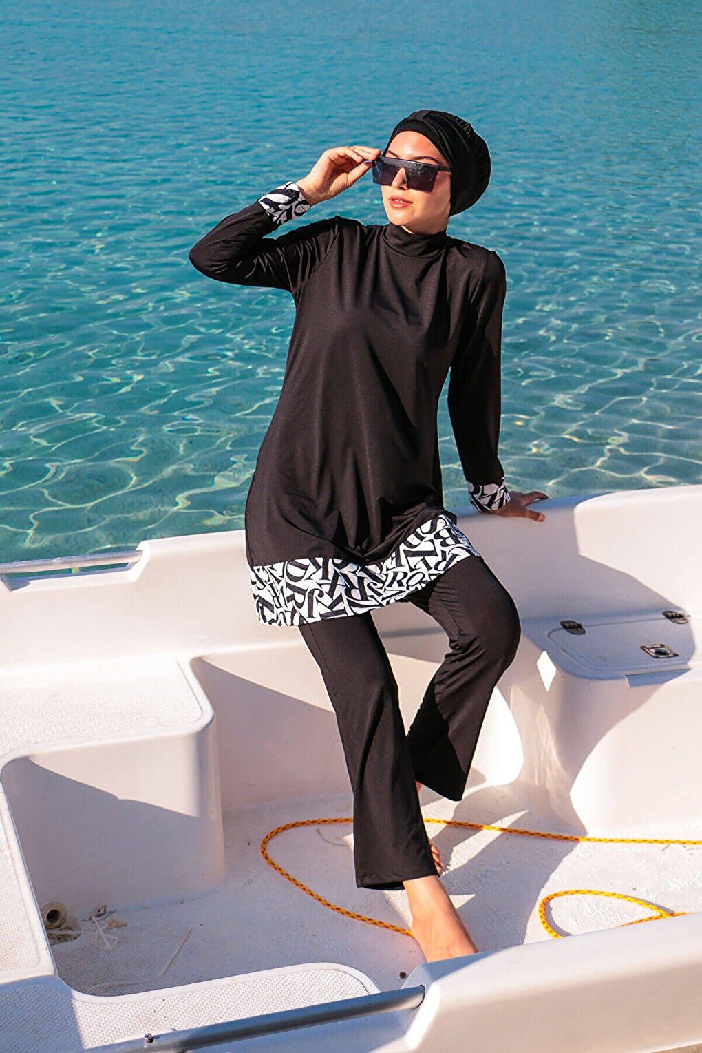 Lettered Fully Covered Hijab Swimsuit 1977