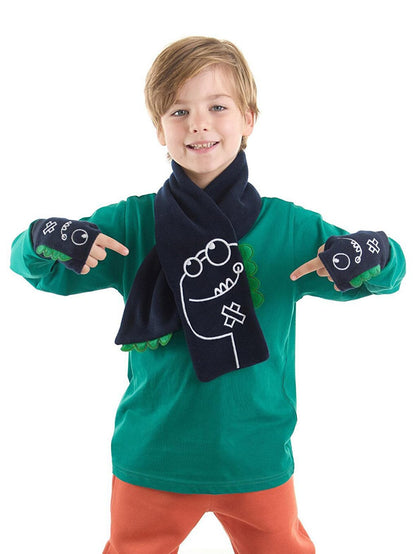 Tırtır Dino Boy's Scarf - Glove Set