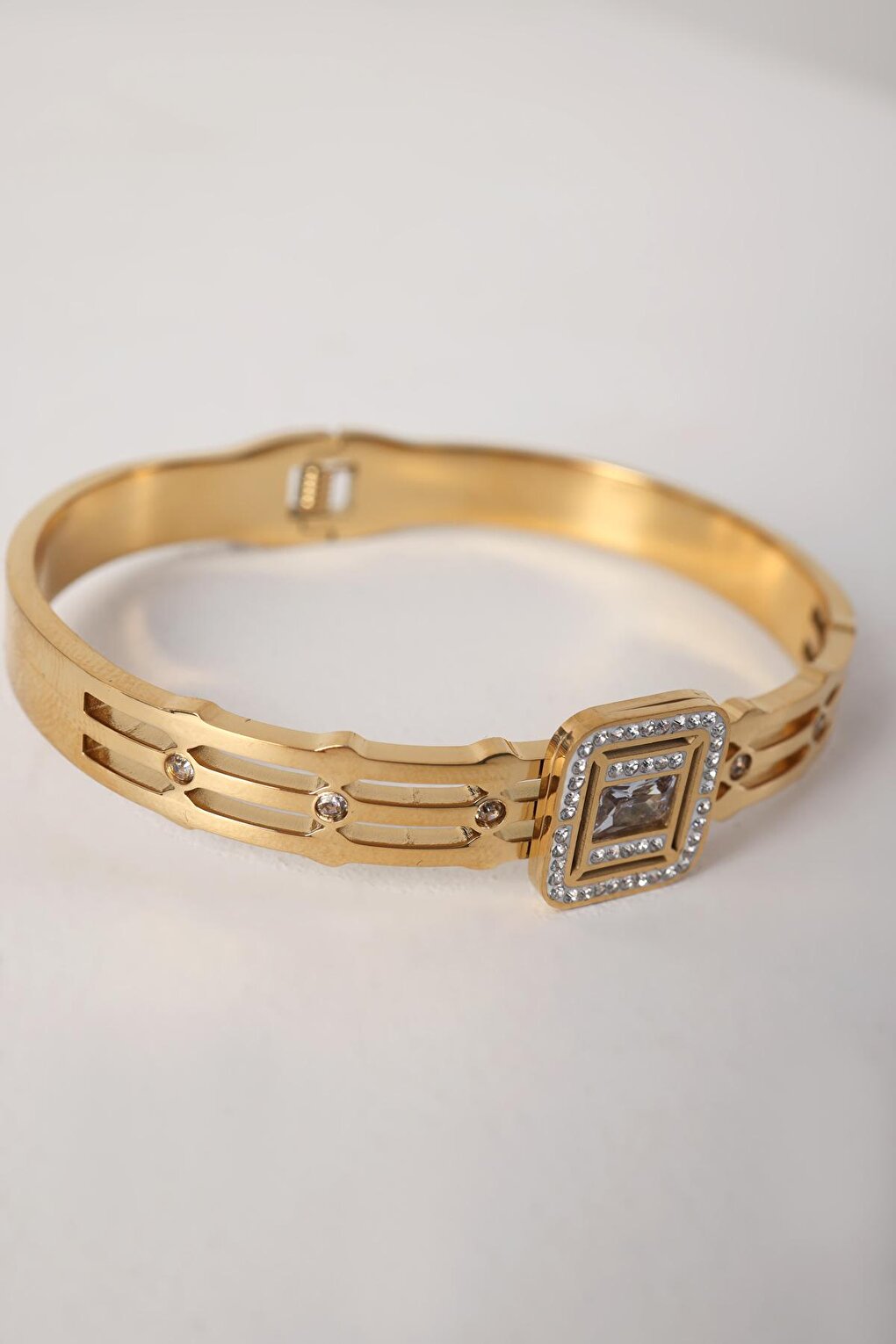 Gold Steel Baguette Bracelet