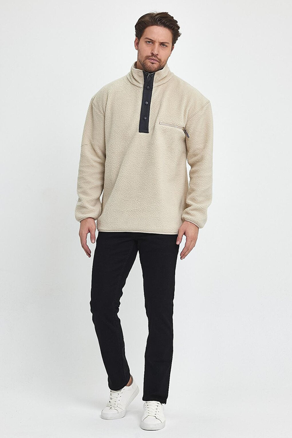 Half Zipper Snap Men's Sweatshirt