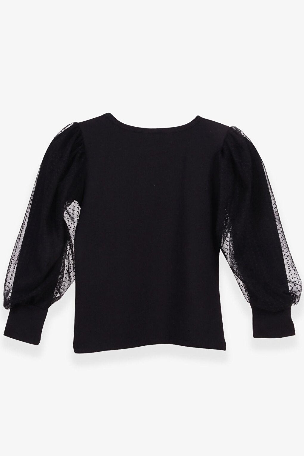 Girl's Blouse Sleeves Black with Tulle Detail (Age 8-12)