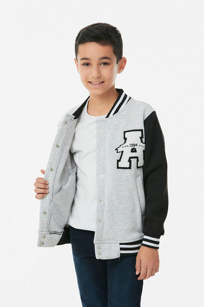 Unisex Kids College Jacket with Embroidered Snap Fasteners