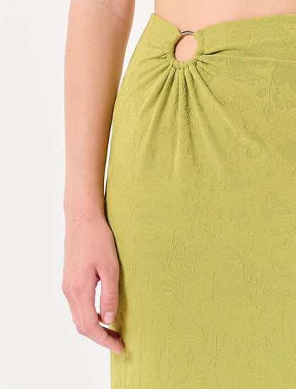 Pistachio Green High Waist Hoop Detailed Midi Skirt