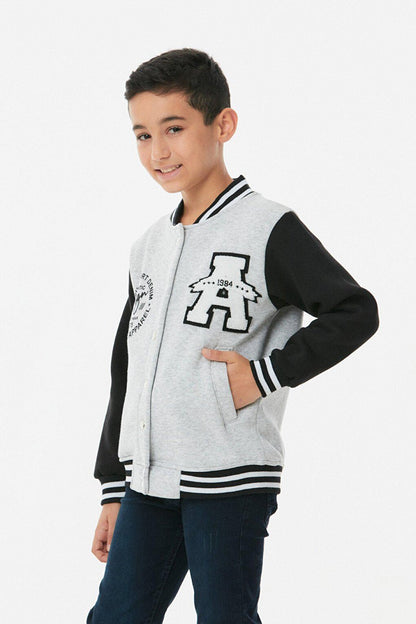 Unisex Kids College Jacket with Embroidered Snap Fasteners