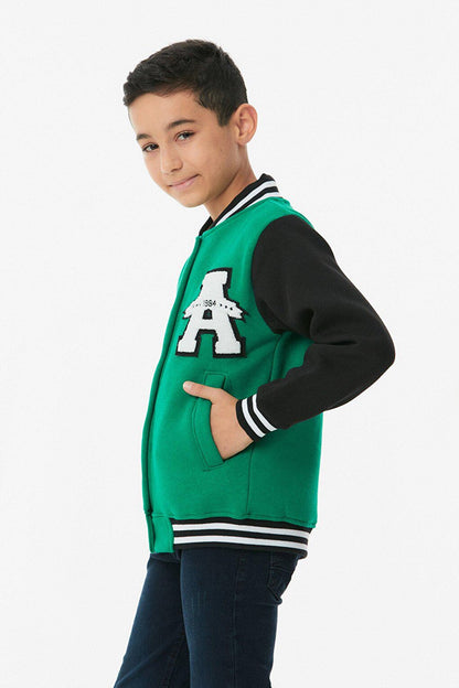 Unisex Kids College Jacket with Embroidered Snap Fasteners