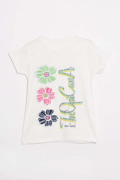 Flower Printed Girl's T-Shirt