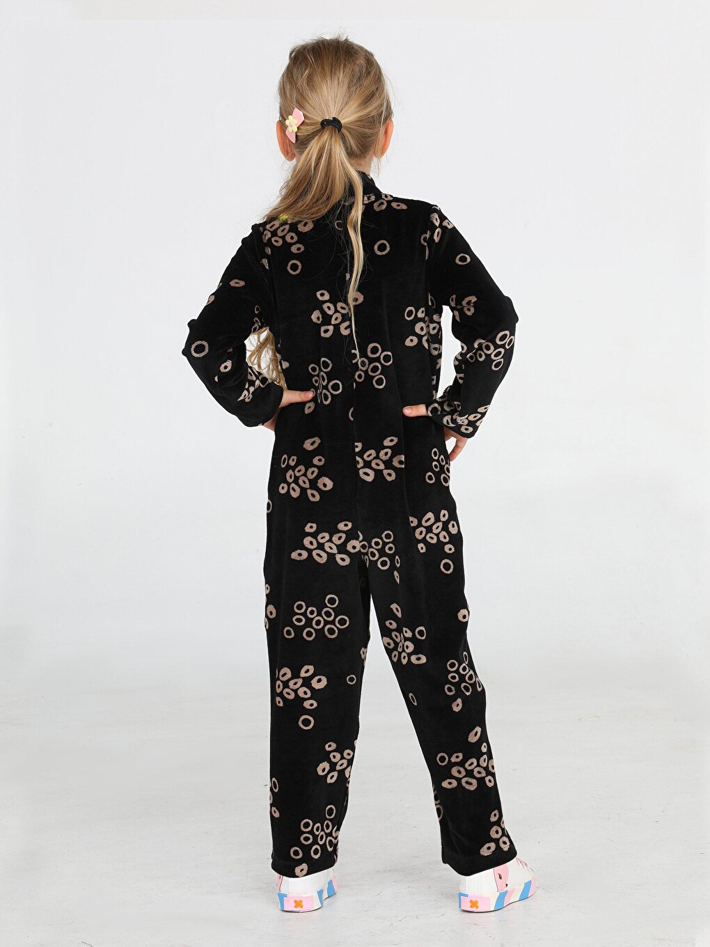 Casa Printed Laci Velvet Children's Jumpsuit