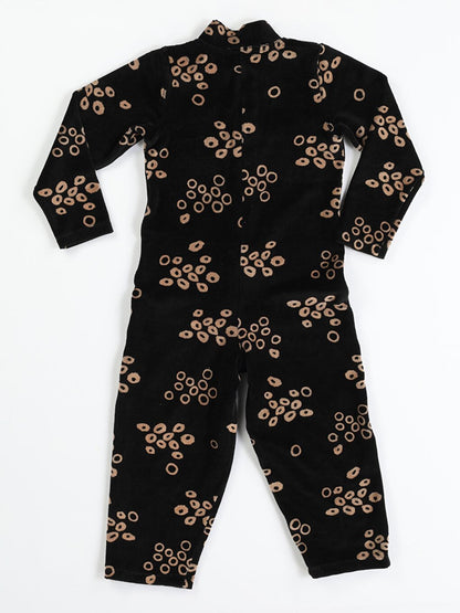 Casa Printed Laci Velvet Children's Jumpsuit