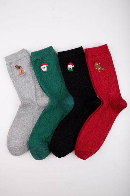 Christmas Boxed Lurex Embroidered Women's Socks