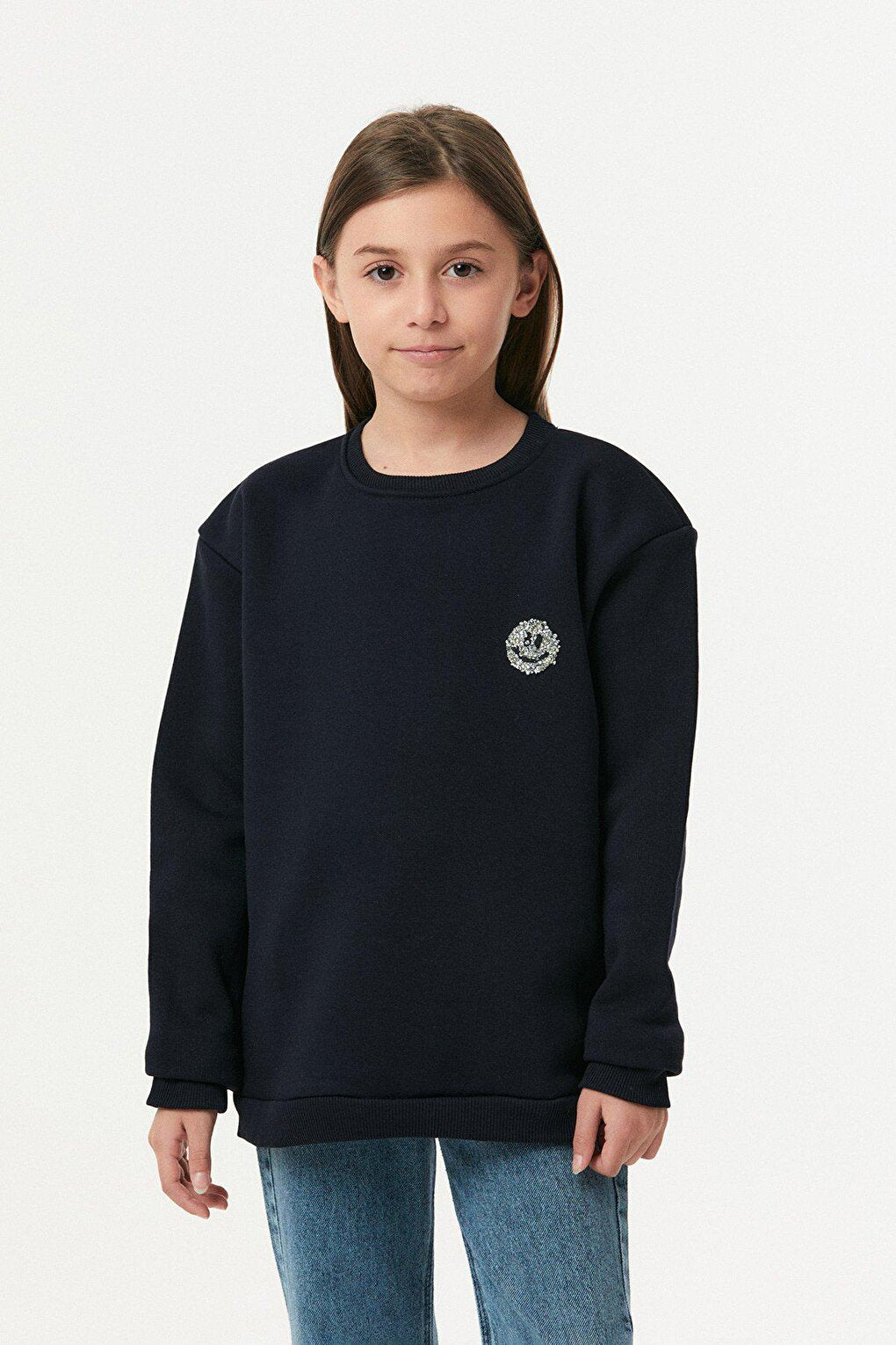 Printed Crew Neck Girl's Sweatshirt