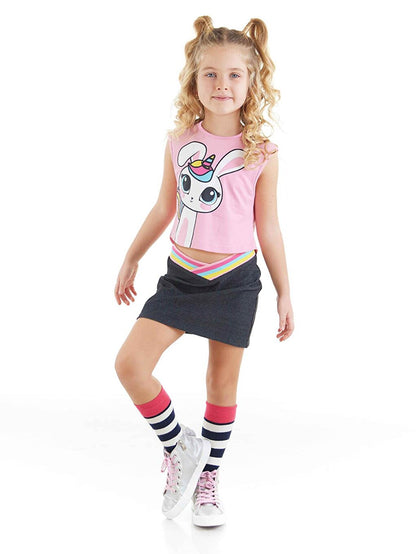 Unicorn Rabbit Girls T-shirt Skirt Set