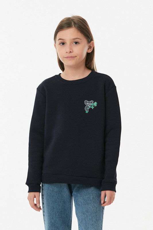 Koala Embroidered Crew Neck Unisex Kids Sweatshirt