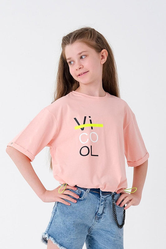 Girl Adjustable Waist Crop T-Shirt 8-14 Years T2068