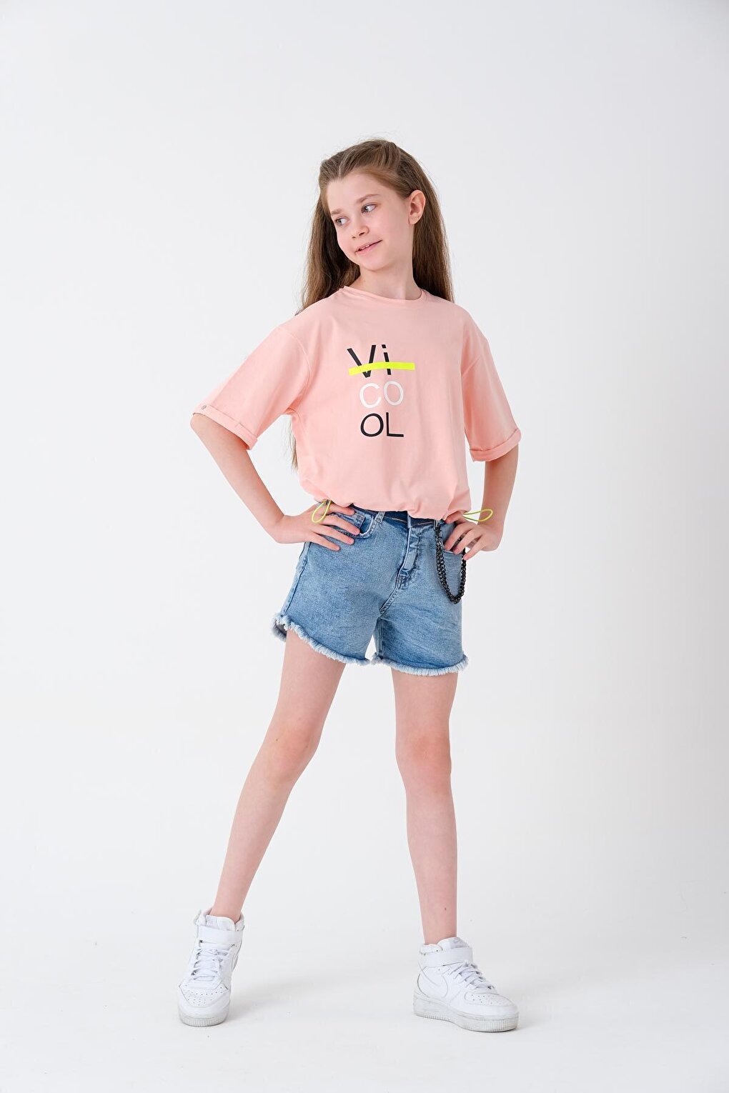 Girl Adjustable Waist Crop T-Shirt 8-14 Years T2068