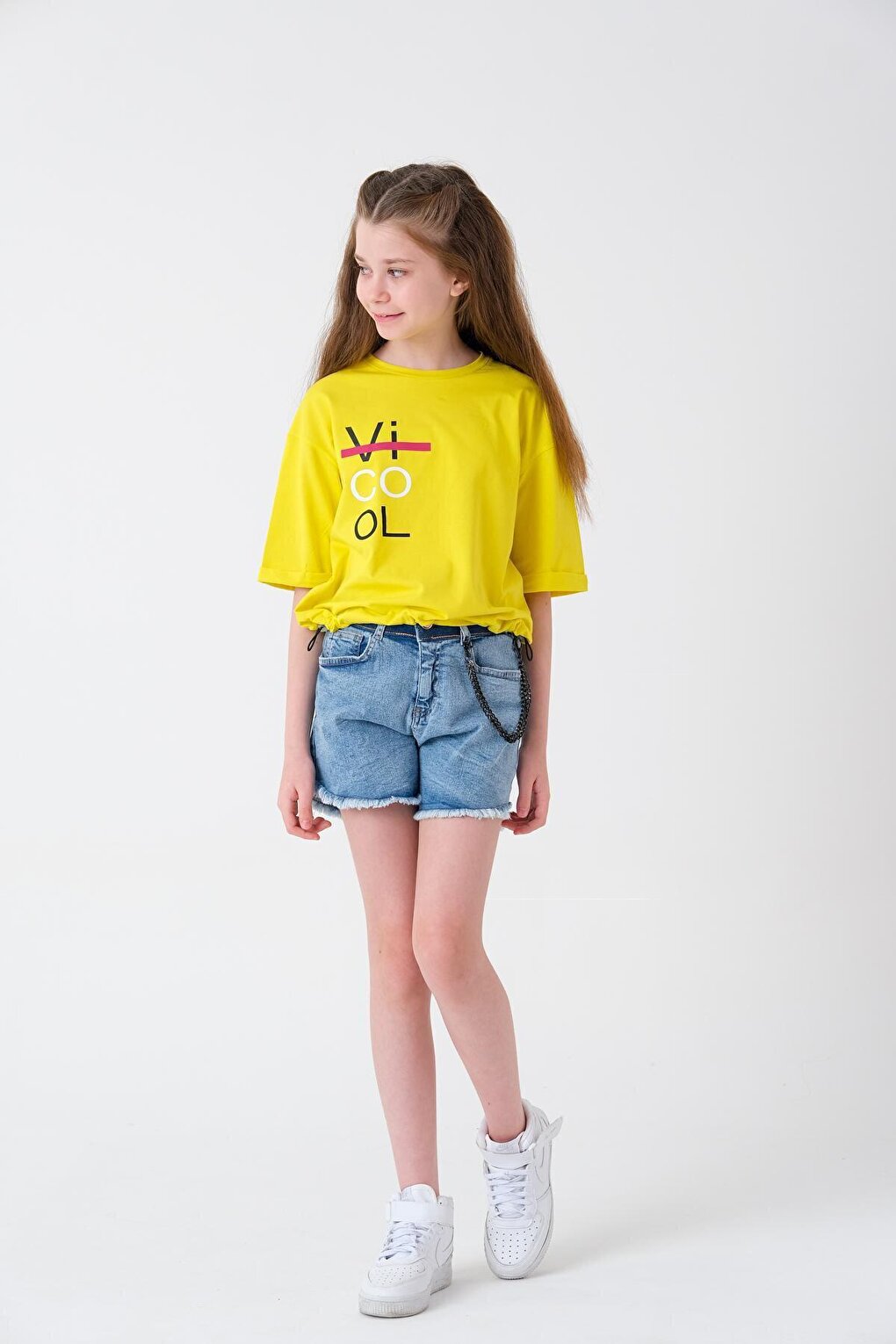 Girl Adjustable Waist Crop T-Shirt 8-14 Years T2068