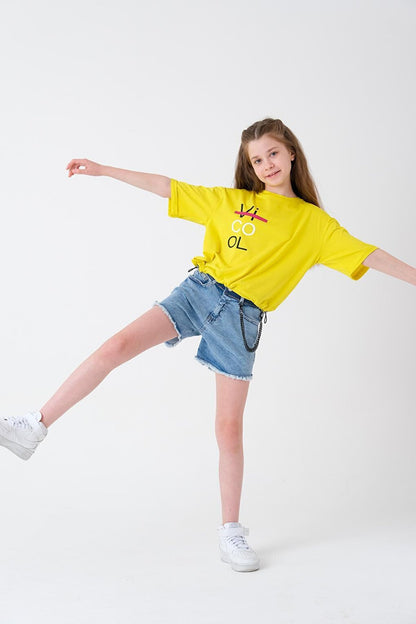 Girl Adjustable Waist Crop T-Shirt 8-14 Years T2068