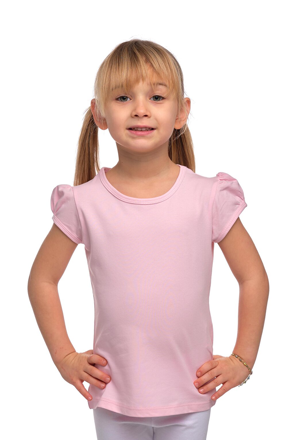 Pink Girl's Short Sleeve Basic T-Shirt