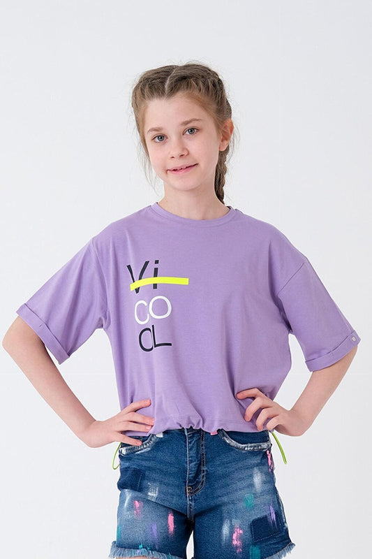 Girl Adjustable Waist Crop T-Shirt 8-14 Years T2068