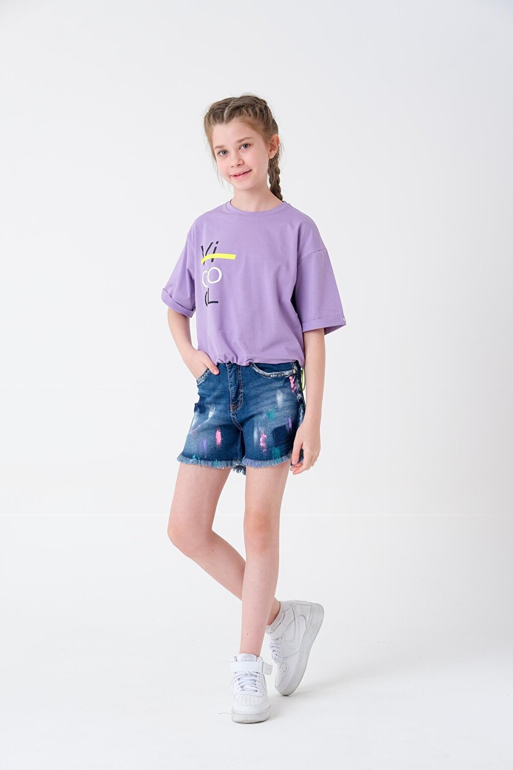 Girl Adjustable Waist Crop T-Shirt 8-14 Years T2068