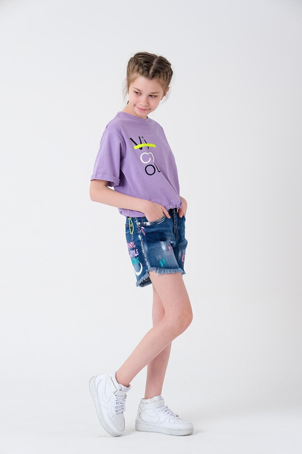 Girl Adjustable Waist Crop T-Shirt 8-14 Years T2068