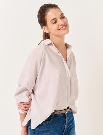 Mink Loose Cut Long Sleeve Basic Shirt