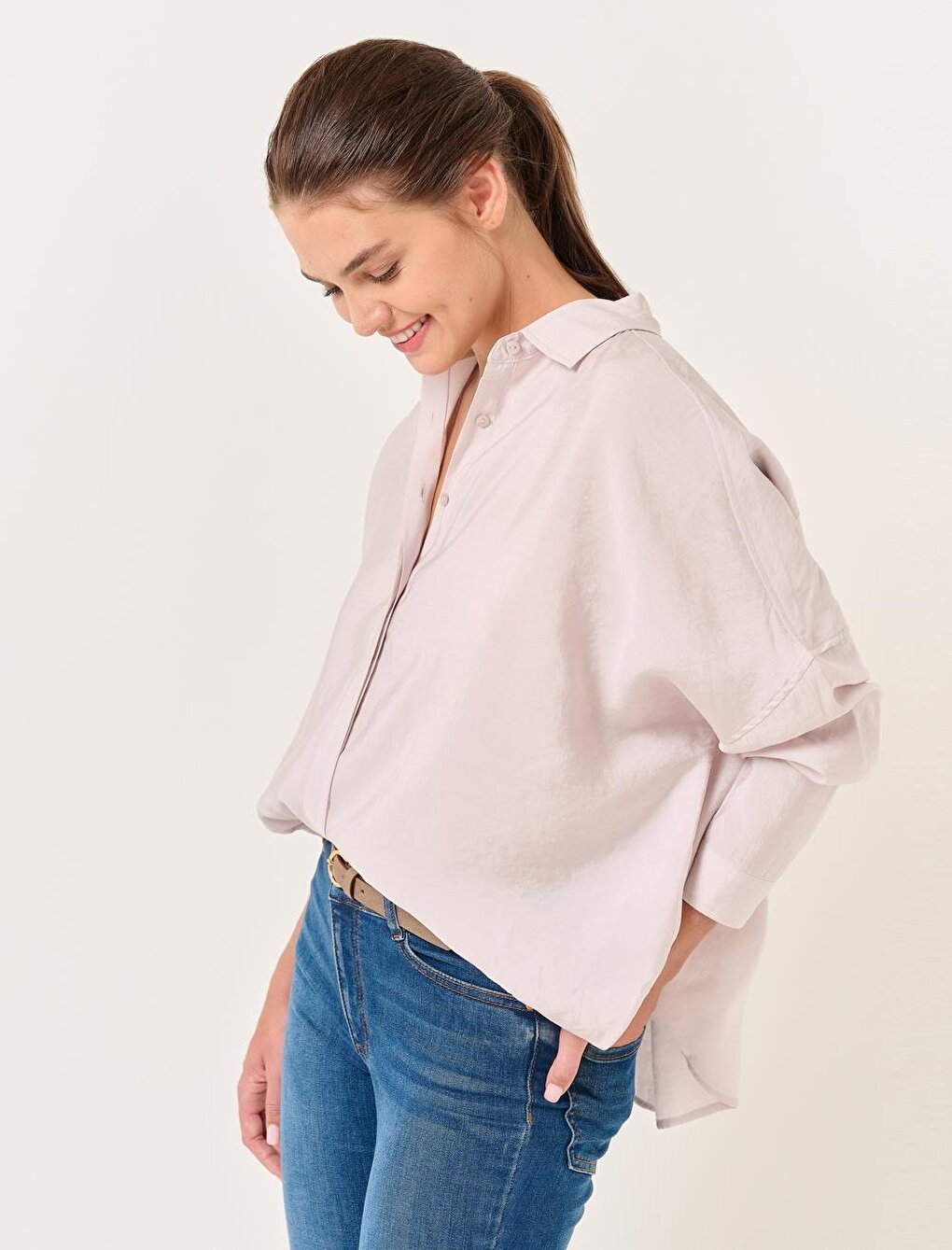 Mink Loose Cut Long Sleeve Basic Shirt