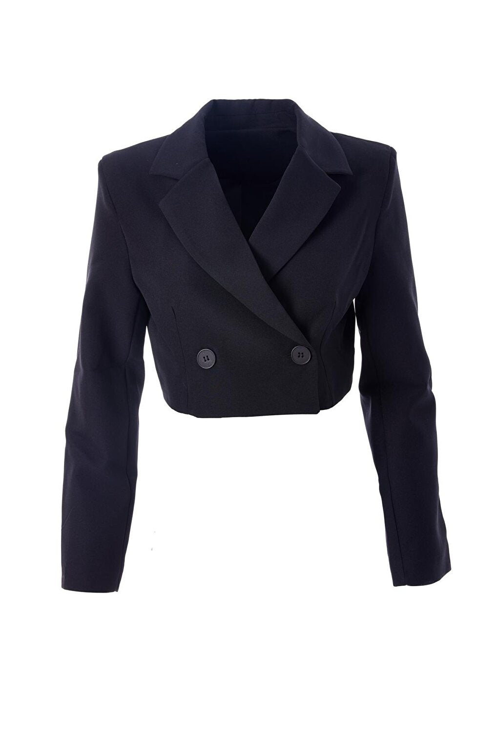 Double Breasted Crop Blazer Jacket Black