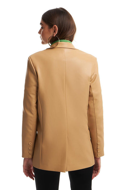 Blazer Leather Jacket Camel