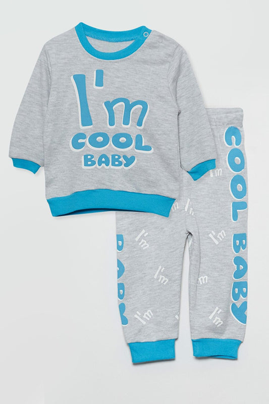 Text Printed Baby Boy Bottom and Top Set