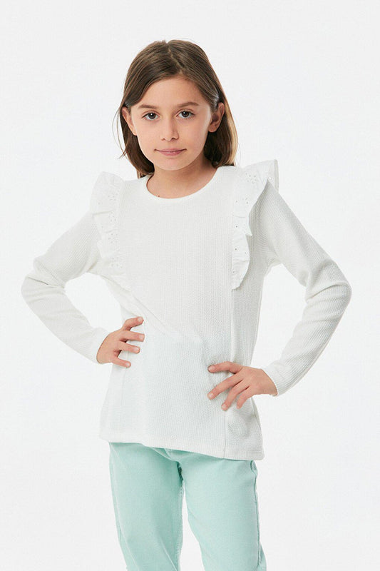 Girl's Ruffled Shoulder Bodysuit