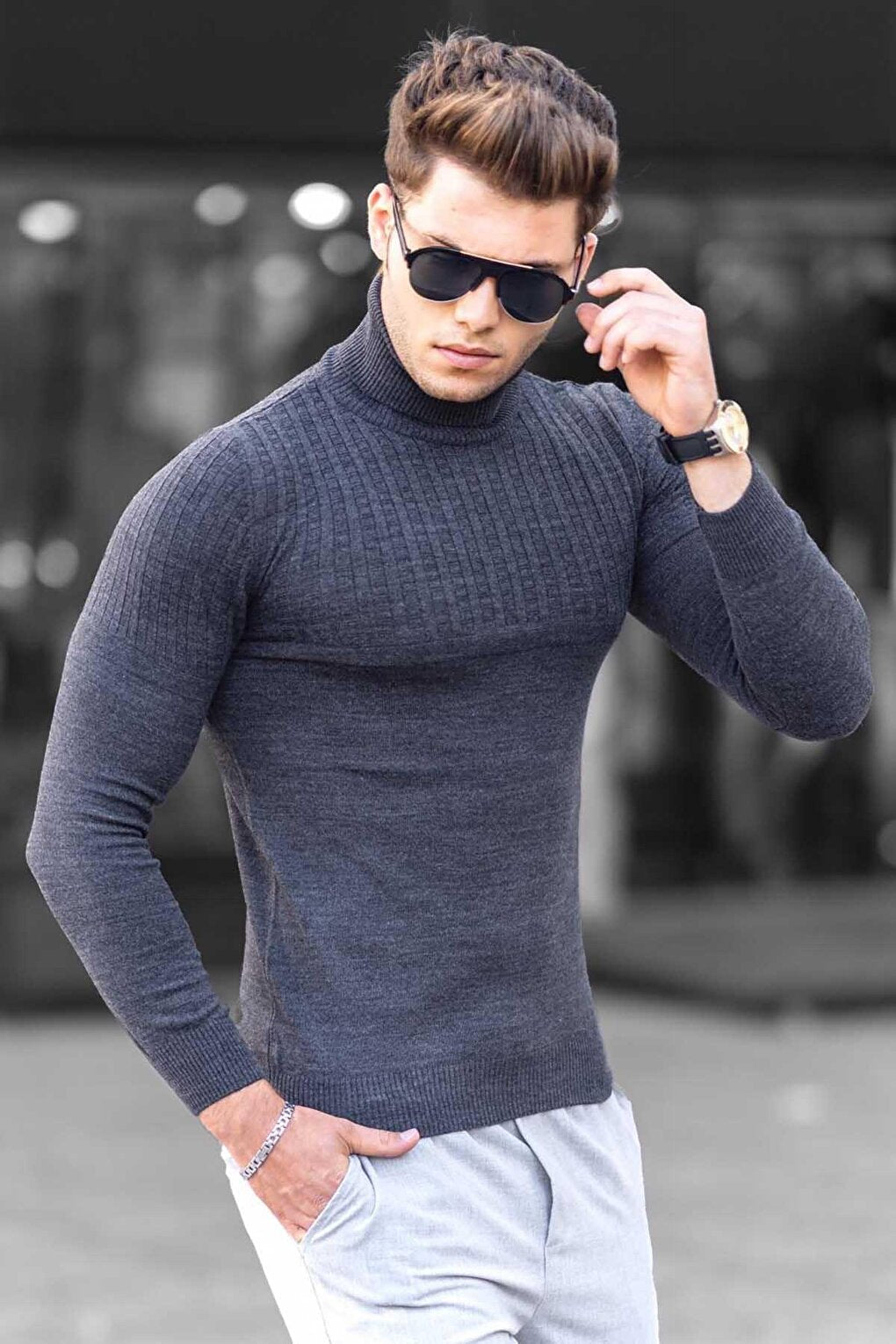 Anthracite Turtleneck Sweater 4677