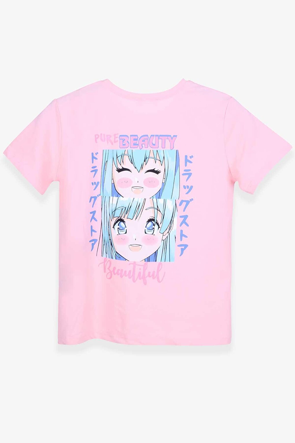 Girl's T-Shirt Anime Printed Salmon (Age 9-14)