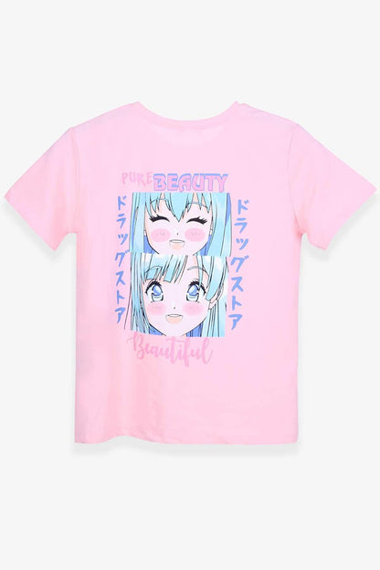 Girl's T-Shirt Anime Printed Salmon (Age 9-14)