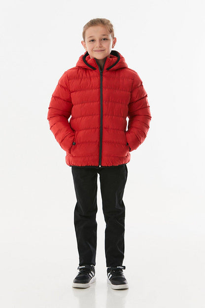 Unisex Children's Puffer Coat with Hooded Zipper