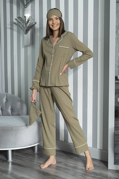 Organic 7-Piece White Pijama Set Khaki