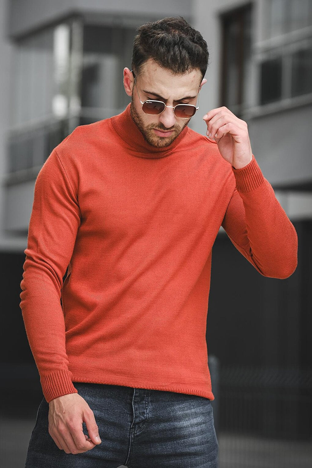 Cotton Slim Fit Men's Half Fisherman Sweater