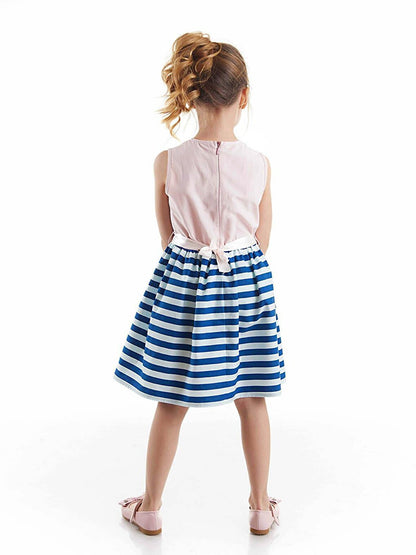 Floral Striped Girl's Evening Dress Pink Dress