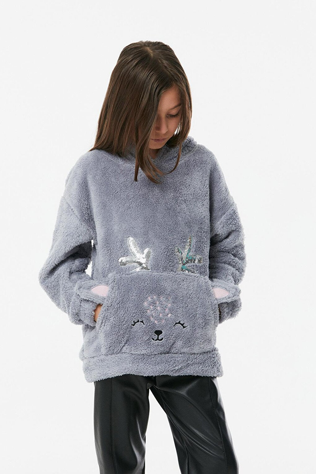 Sequined Embroidered Girls Sweatshirt