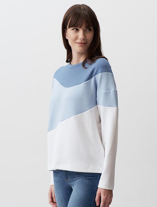 Blue Long Sleeve Color Blocked Sweatshirt