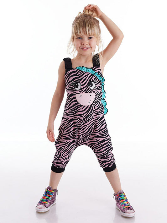 Zebra Ruffle Girls Jumpsuit