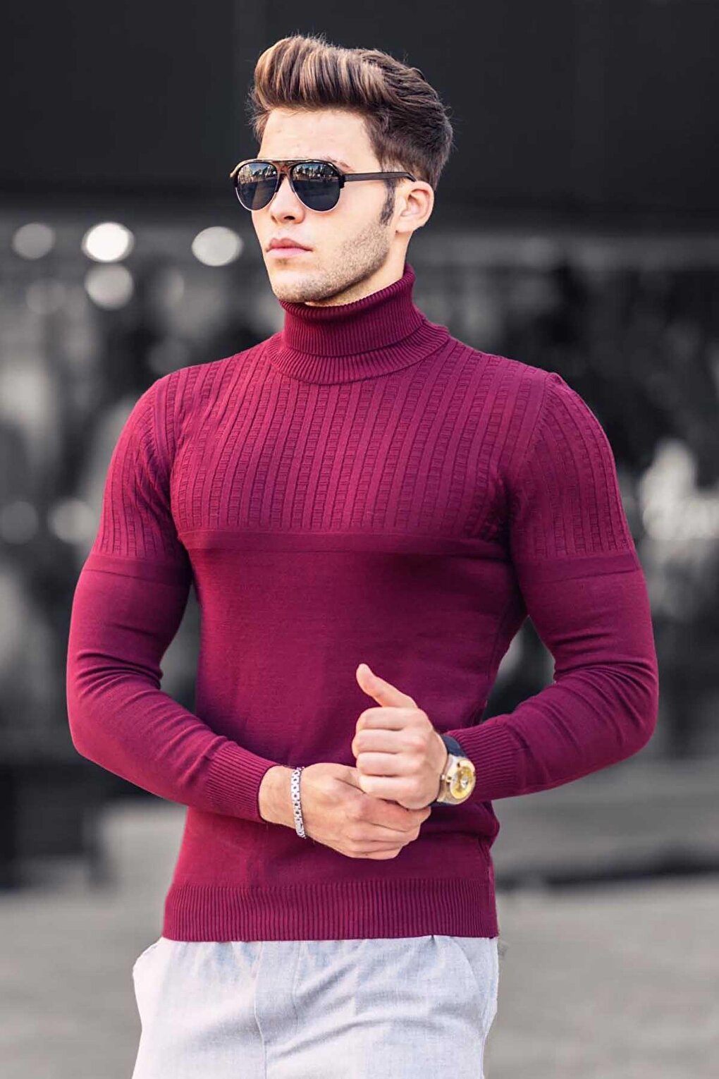 Claret Red Turtleneck Sweater 4677