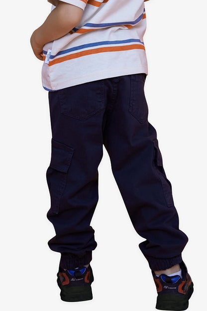 Boy's Trousers with Elastic Waist Pockets Navy Blue (3-6 Years)