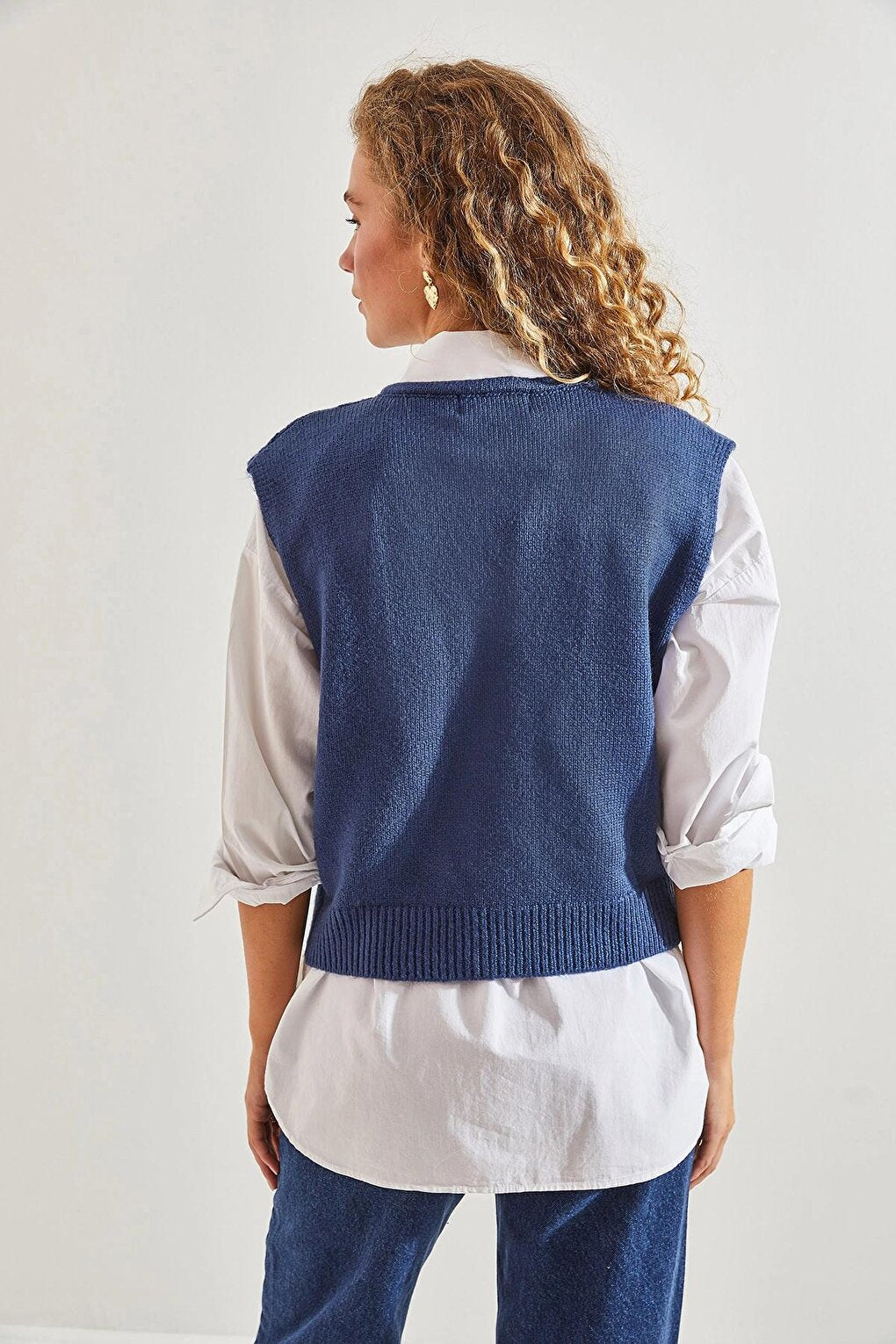 Women's Patterned Buttoned Knitwear Vest