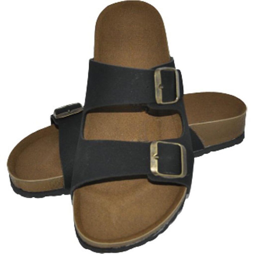 Anatomical Sole Adjustable Double Buckle Men's Slippers A5152-19 Coffee