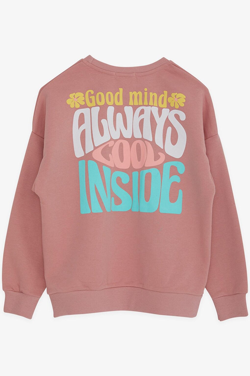 Girl's Sweatshirt Colorful Text Printed Dried Rose (Age 9-14)