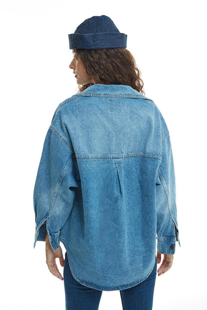 Large Pocket Jean Jacket Blue