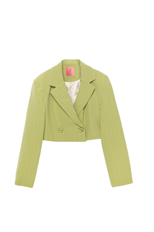 Stripe Detailed Crop Jacket Olive