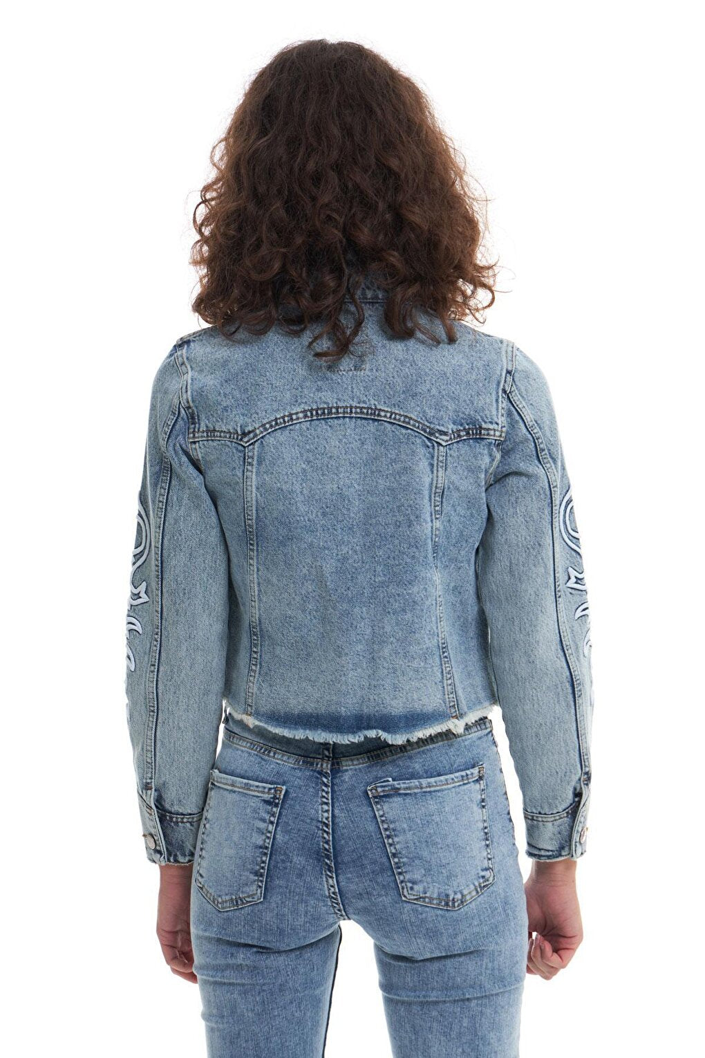 Embroidery Detailed Jean Jacket Ice Blue